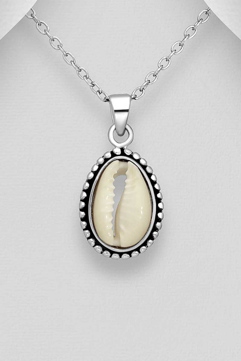 Sterling Silver Cowrie Shell Pendant Necklace