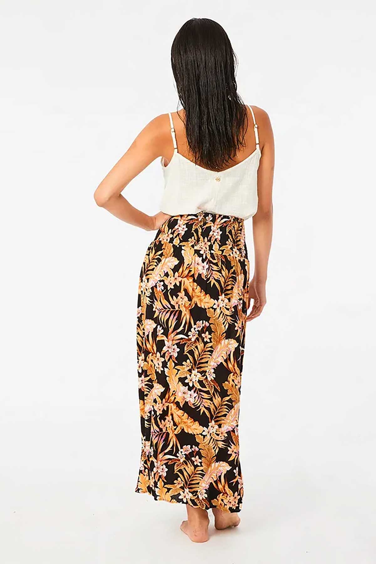 Rip Curl Skirt Sunday Swell Updown, black tropical floral print.