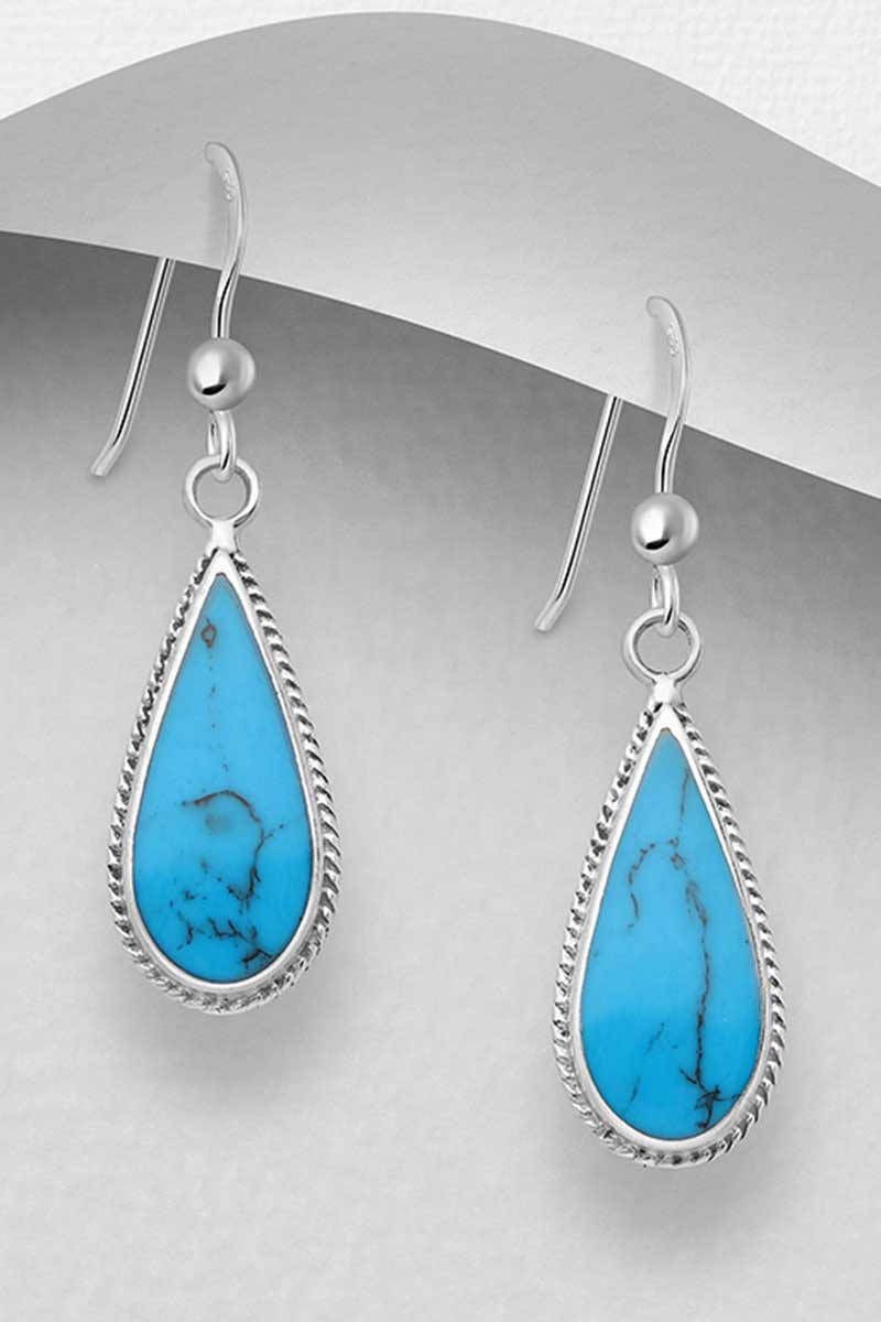 Turquoise and Silver teardrop earrings