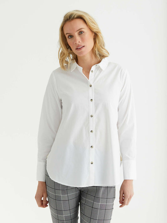 Marco polo white longline shirt front