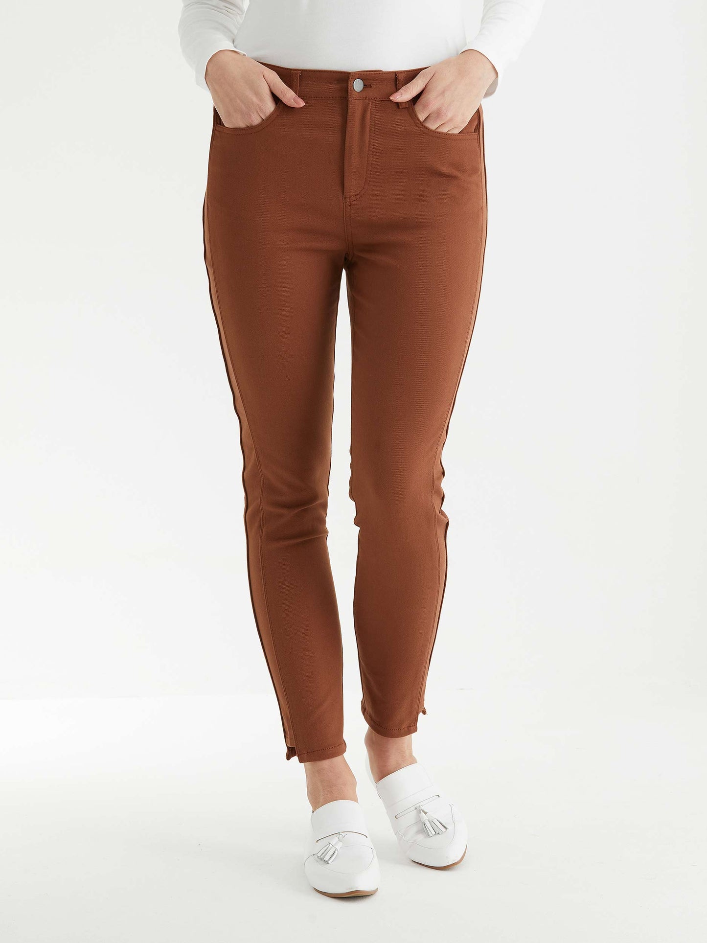 Marco polo Panelled jean copper front