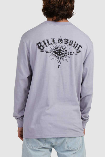 back view of Billabong Mens Long Sleeve Tee Tribal Arch in Grey Violet