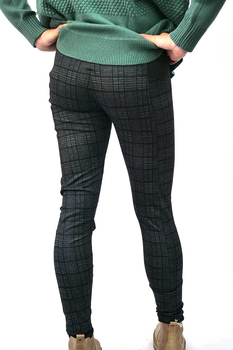 back of Foil Skinny Pants Neat Repeat in Autumn Check