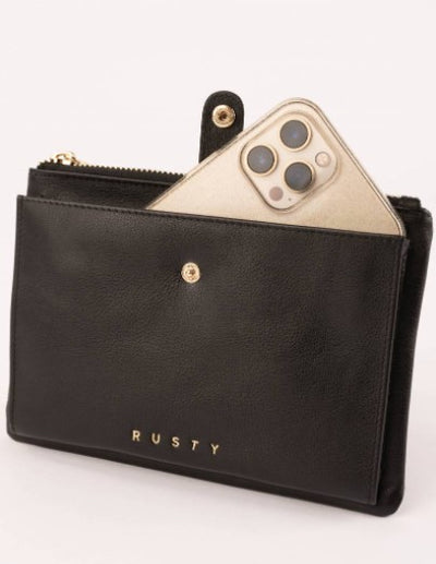 Rusty grace leather pouch with phone