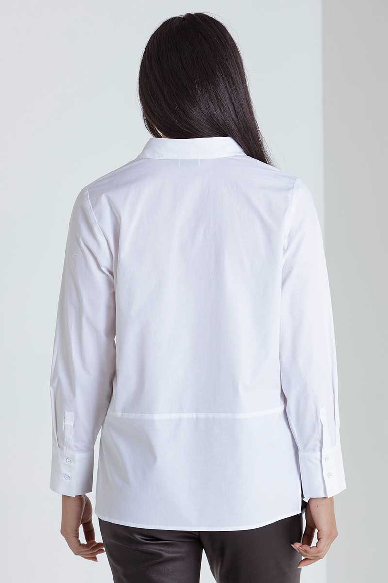 Back view of the Marco Polo Women's Button Shirt - White