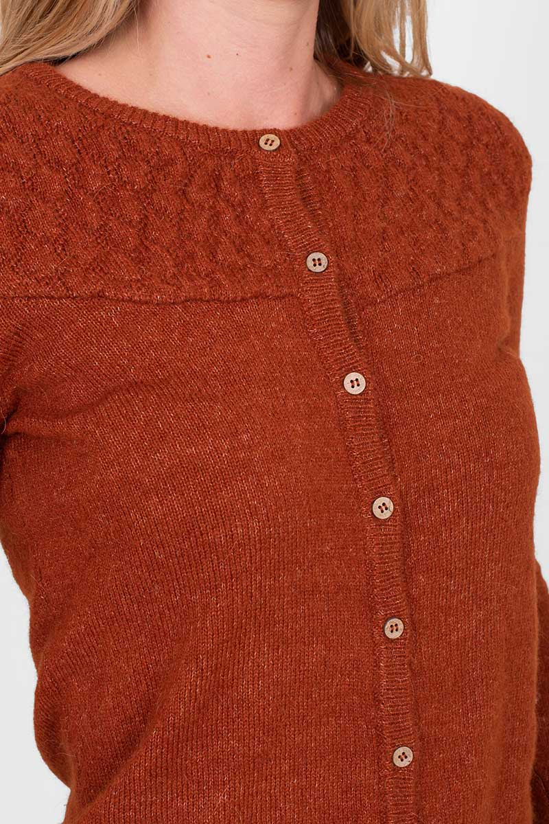 detail view of the bobble texture on the Brakeburn Bobble Cardigan in Terracotta
