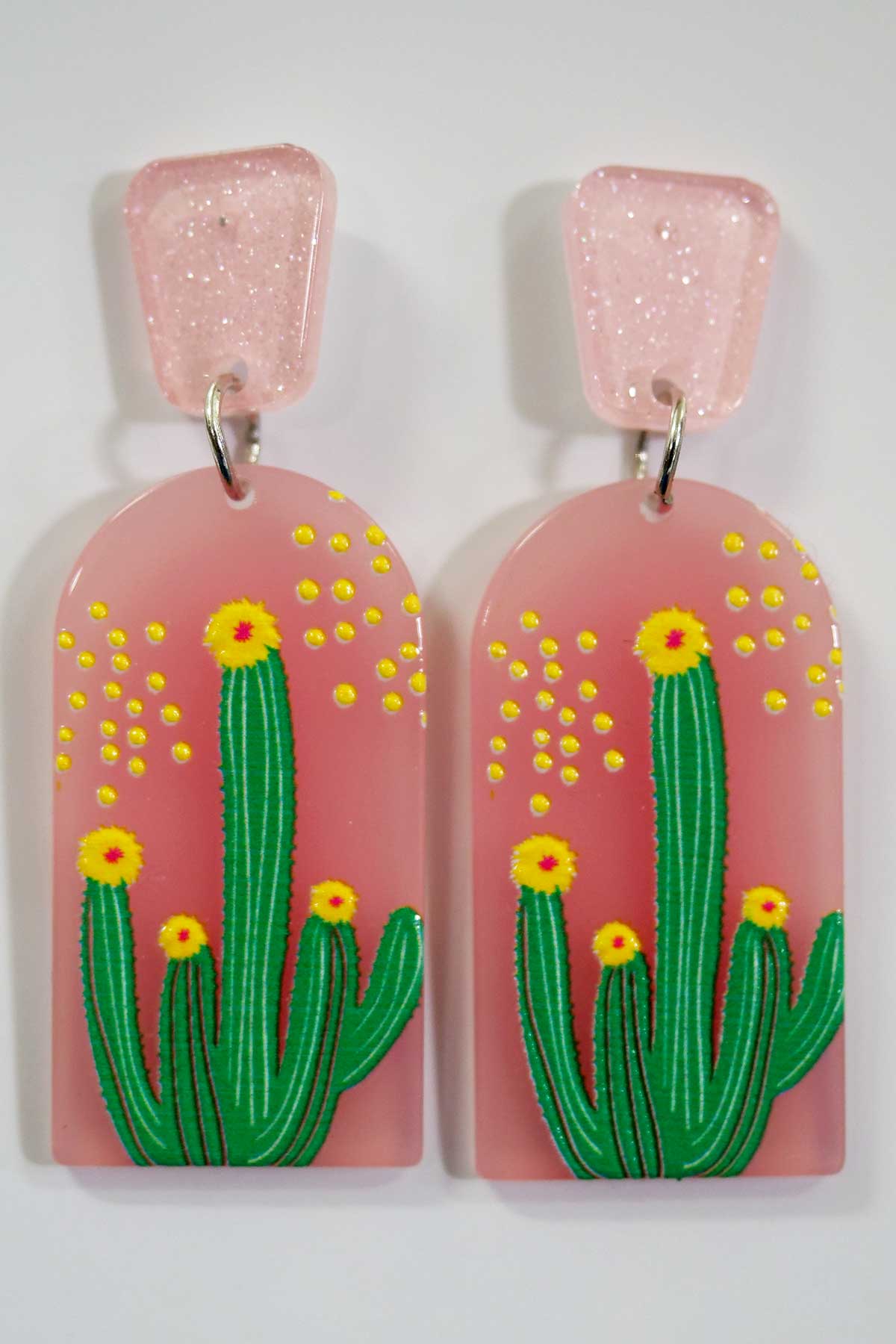 Acrylic Fashion Earrings - Pink