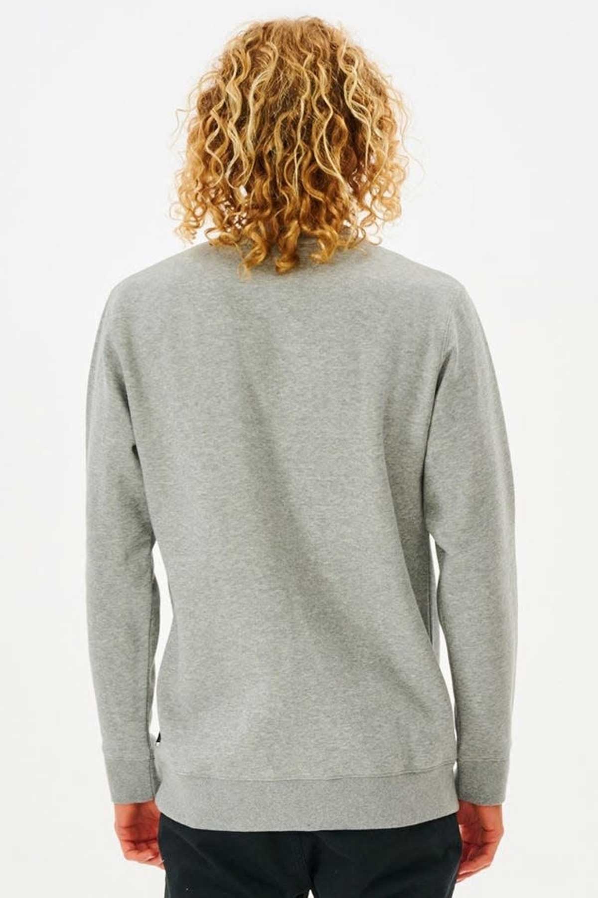 Rip Curl Mens Wetsuit Icon Sweatshirt back view of grey maple