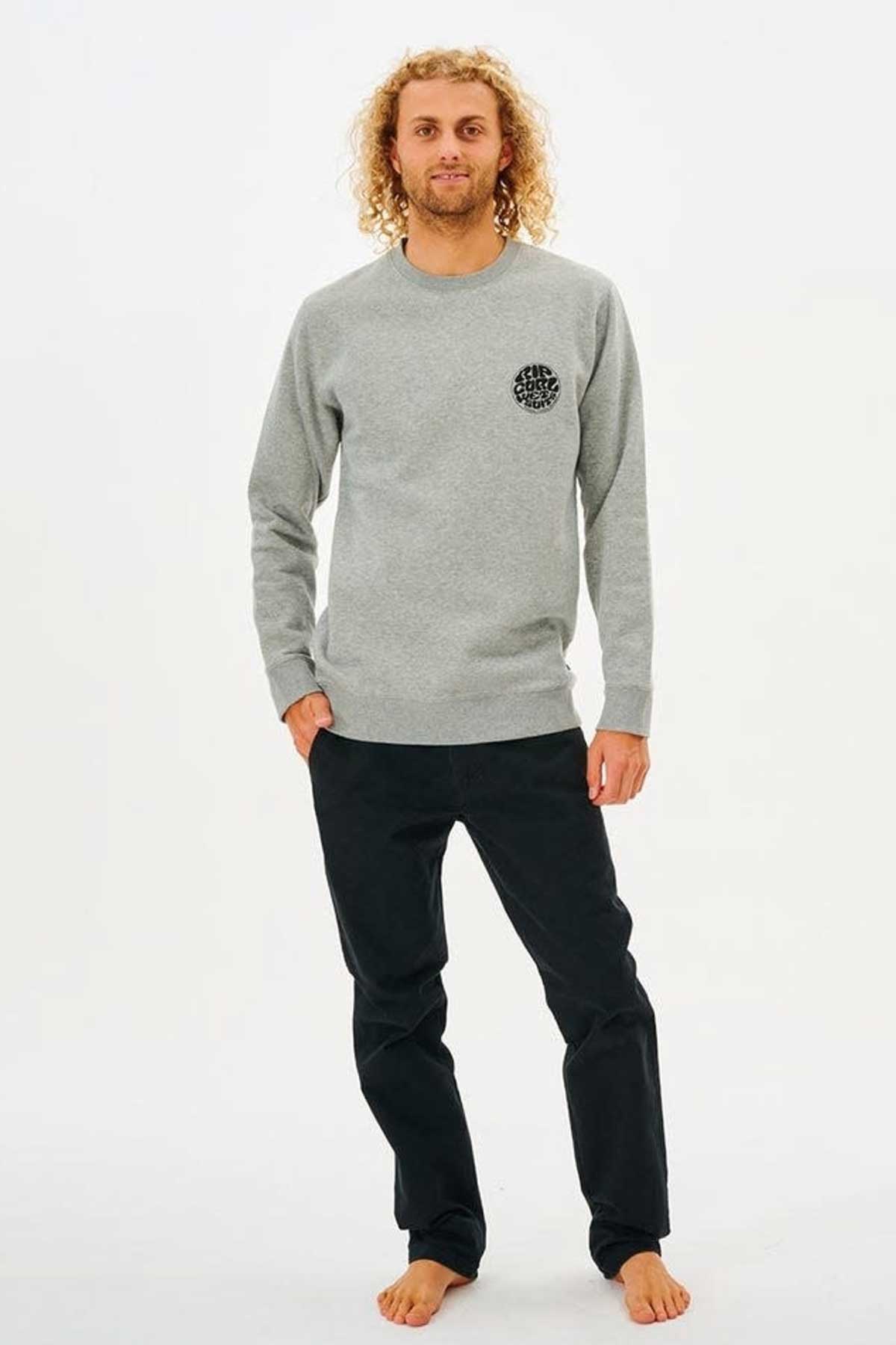 Rip Curl Mens Wetsuit Icon Sweatshirt full model in grey male
