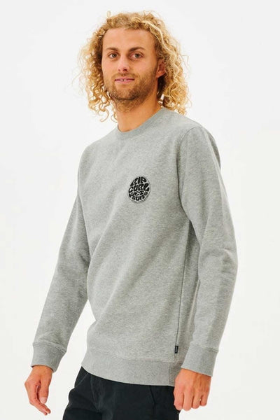 Rip Curl Mens Wetsuit Icon Sweatshirt side view of grey marble