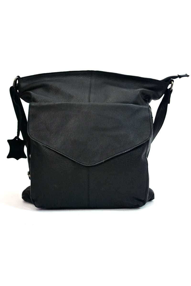 front of the Rugged Hide Leather Ladies Bag - Emily Black