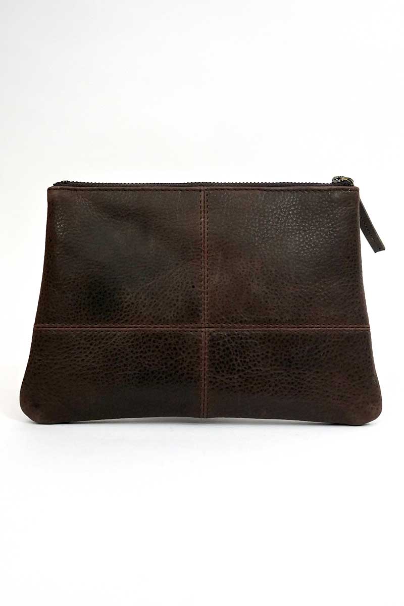 Rugged Hide Leather Clutch - Mia Brown