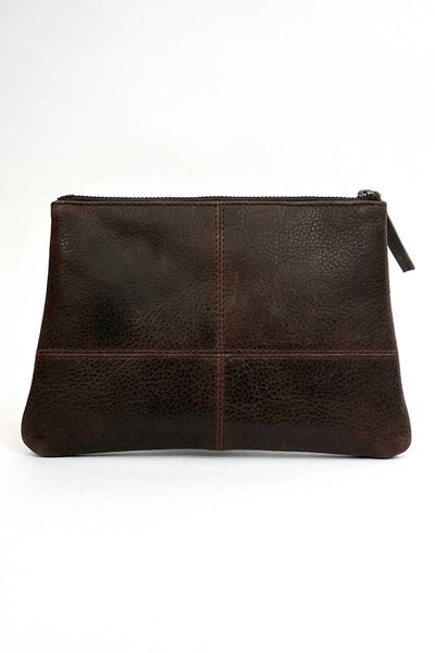 Rugged Hide Leather Clutch - Mia Brown