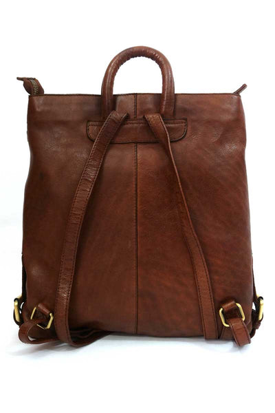 back of the Rugged Hide Bag Pluto Backpack in Brandy showing straps