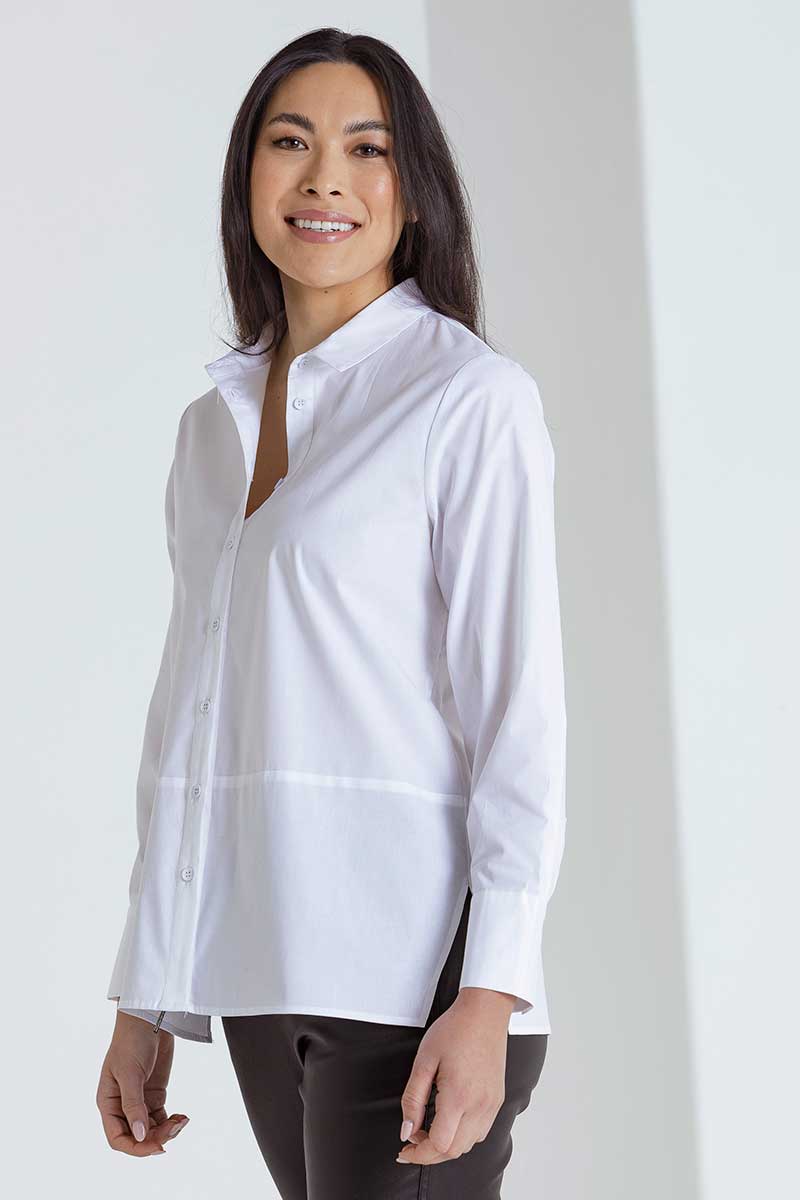 Marco Polo Women's Button Shirt - White side view